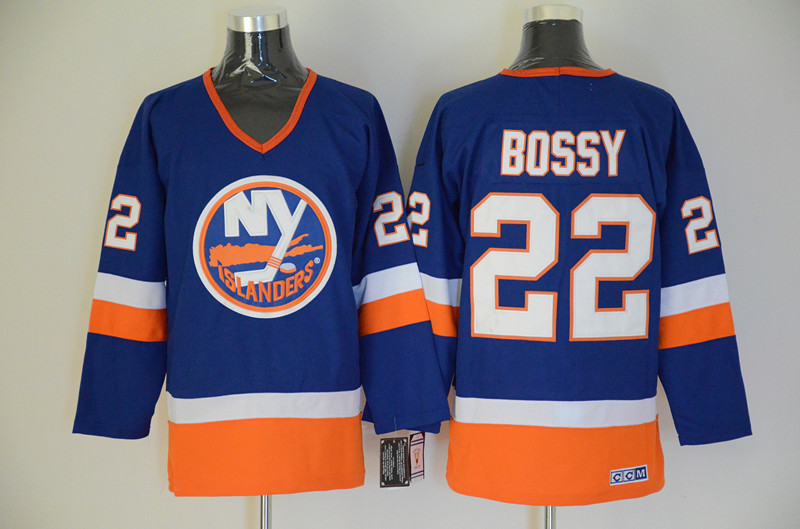 Men's New York Islanders #22 Mike Bossy Royal Blue CCM Throwback Stitched NHL Jersey