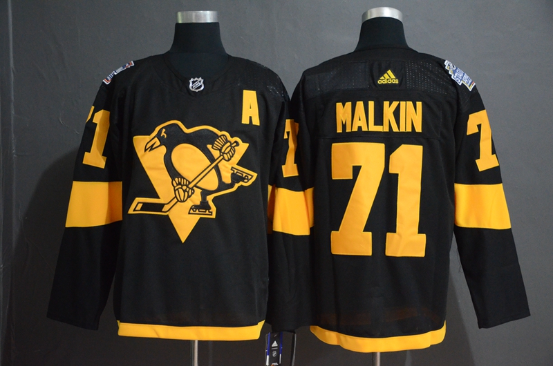 Men's Pittsburgh Penguins #71 Evgeni Malkin Black 2019 Stadium Series Stitched NHL Jersey