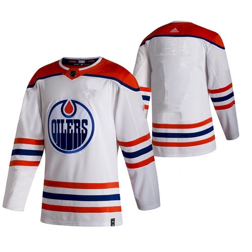 Men's Edmonton Oilers White 2020-21 Reverse Retro Stitched Jersey
