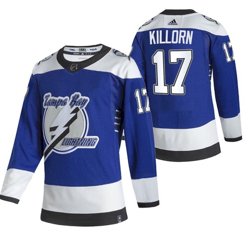 Men's Tampa Bay Lightning #17 Alex Killorn 2021 Blue Reverse Retro Stitched Jersey