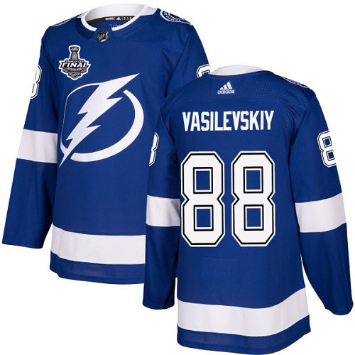 Men's Tampa Bay Lightning #88 Andrei Vasilevskiy 2021 Blue Stanley Cup Final Bound Stitched Jersey