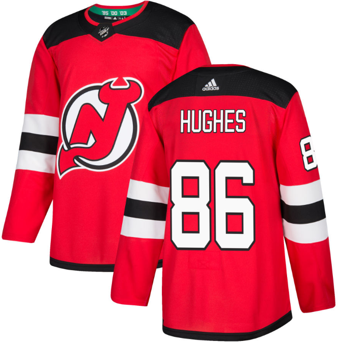 Men's New Jersey Devils #86 Jack Hughes Red Stitched NHL Jersey