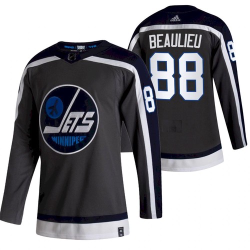 Men's Winnipeg Jets #88 Nathan Beaulieu 2021 Grey Reverse Retro Stitched Jersey
