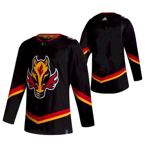 Men's Calgary Flames Blank 2020-21 Black Reverse Retro Stitched Jersey