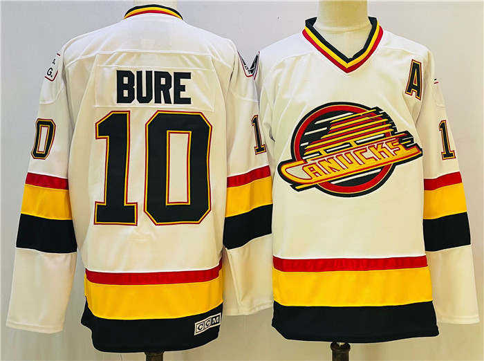 Men's Vancouver Canucks #10 Pavel Bure White Stitched Jersey