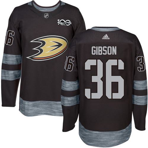 Ducks #36 John Gibson Black 1917-2017 100th Anniversary Stitched NHL Jersey