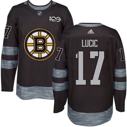 Bruins #17 Milan Lucic Black 1917-2017 100th Anniversary Stitched NHL Jersey
