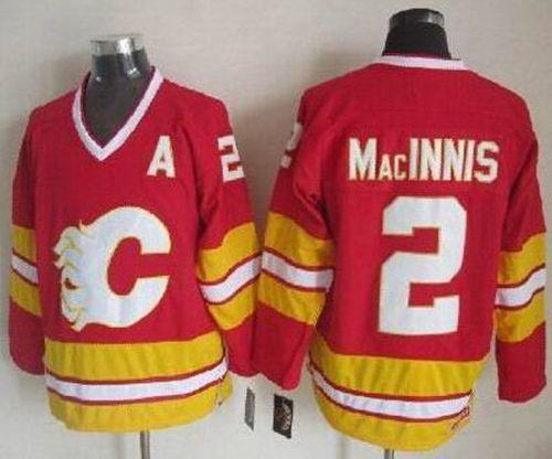Flames #2 Al MacInnis Red CCM Throwback Stitched NHL Jersey