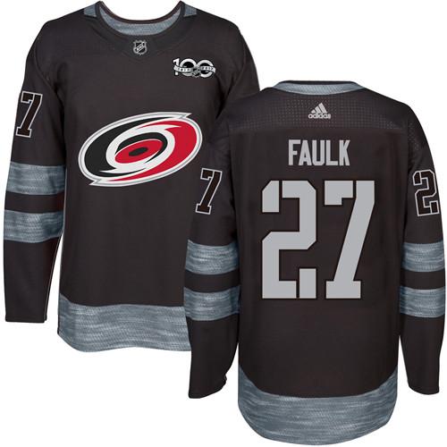 Hurricanes #27 Justin Faulk Black 1917-2017 100th Anniversary Stitched NHL Jersey