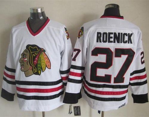 Blackhawks #27 Jeremy Roenick White CCM Throwback Stitched NHL Jersey