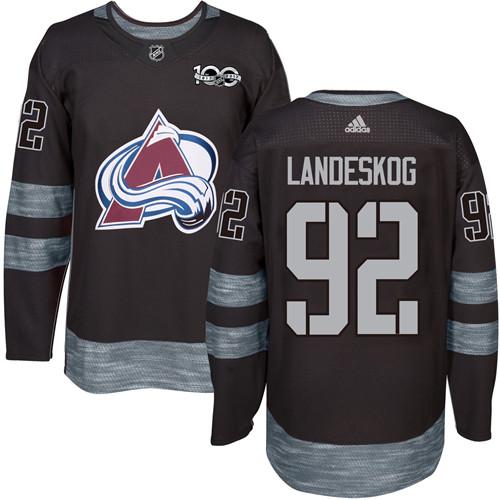 Avalanche #92 Gabriel Landeskog Black 1917-2017 100th Anniversary Stitched NHL Jersey