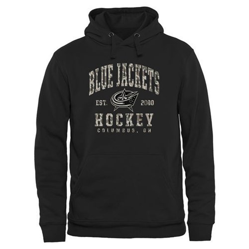 Men's Columbus Blue Jackets Black Camo Stack Pullover Hoodie