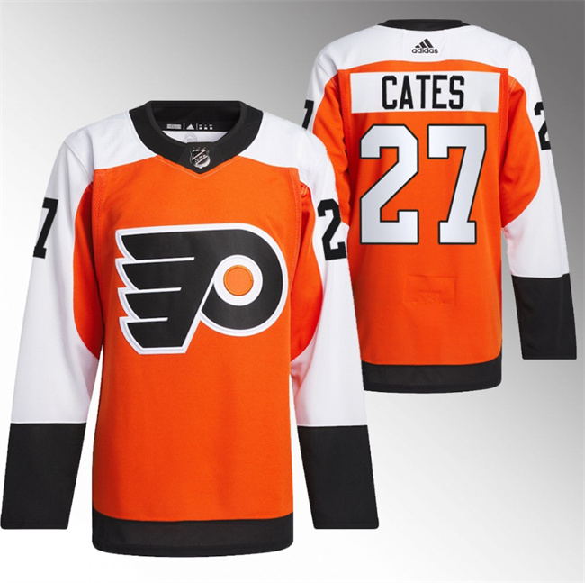 Men's Philadelphia Flyers #27 Noah Cates 2023/24 Orange Stitched Jersey