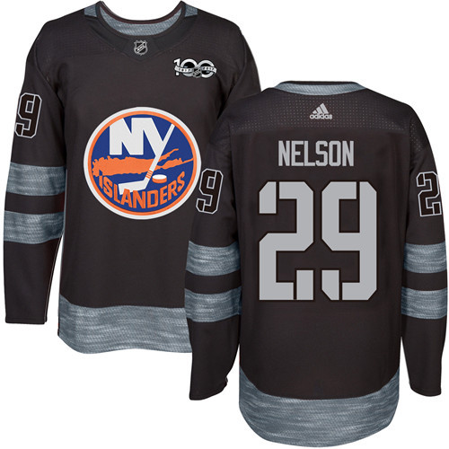 Islanders #29 Brock Nelson Black 1917-2017 100th Anniversary Stitched NHL Jersey