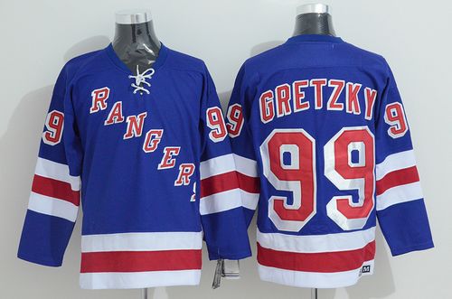 Rangers #99 Wayne Gretzky Stitched Blue CCM Throwback NHL Jersey
