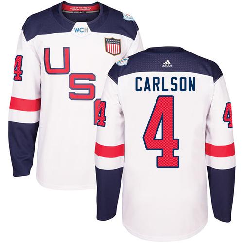 Team USA #4 John Carlson White 2016 World Cup Stitched NHL Jersey