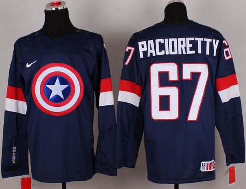 Olympic Team USA #67 Max Pacioretty Navy Blue Captain America Fashion Stitched NHL Jersey