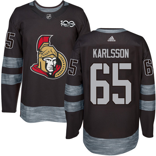 Senators #65 Erik Karlsson Black 1917-2017 100th Anniversary Stitched NHL Jersey
