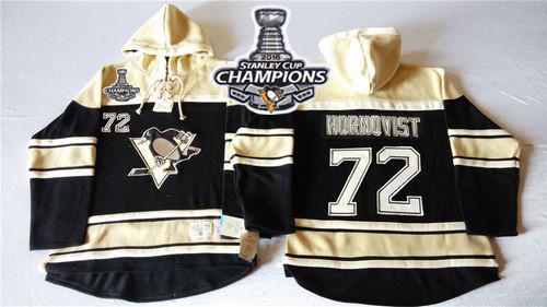 Penguins #72 Patric Hornqvist Black Sawyer Hooded Sweatshirt 2016 Stanley Cup Champions Stitched NHL Jersey