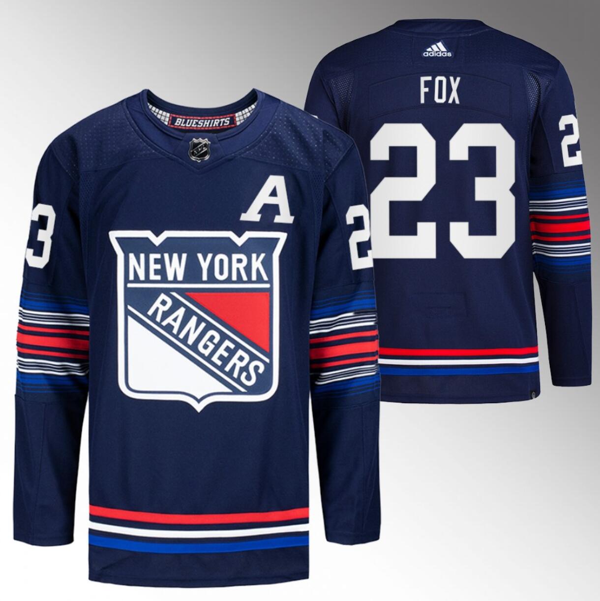 Men's New York Rangers #23 Adam Fox Navy Stitched Jersey
