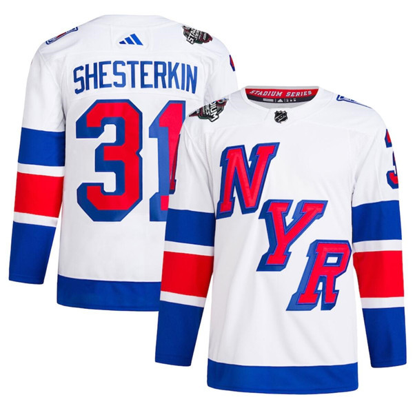Men's New York Rangers #31 Igor Shesterkin White 2023-2024 Stadium Series Stitched Jersey