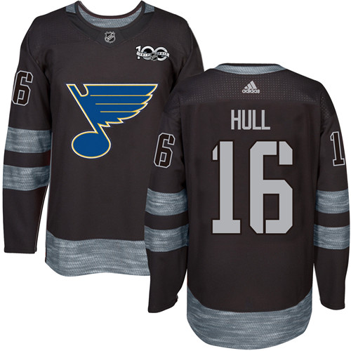 Blues #16 Brett Hull Black 1917-2017 100th Anniversary Stitched NHL Jersey