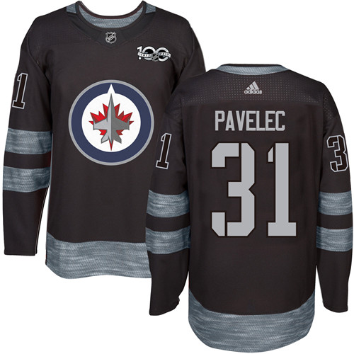 Jets #31 Ondrej Pavelec Black 1917-2017 100th Anniversary Stitched NHL Jersey
