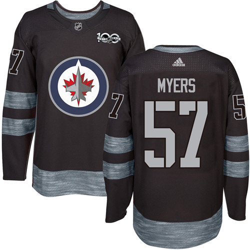 Jets #57 Tyler Myers Black 1917-2017 100th Anniversary Stitched NHL Jersey