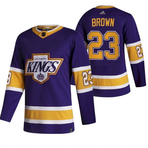 Men's Los Angeles Kings #23 Dustin Brown Purple 2020-21 Reverse Retro Stitched Jersey