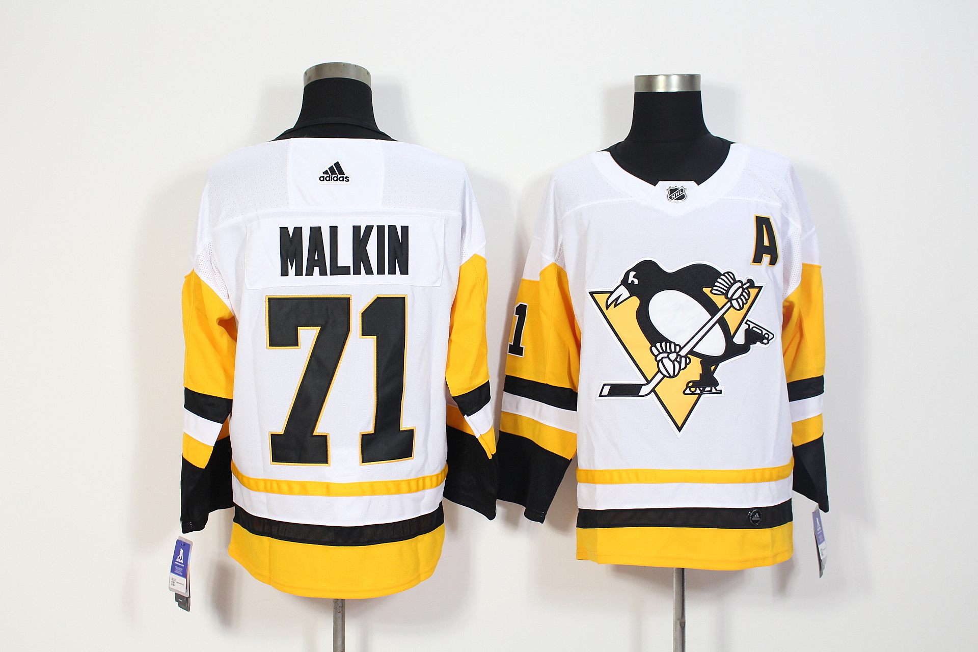 Men's Adidas Pittsburgh Penguins #71 Evgeni Malkin White Stitched NHL Jersey