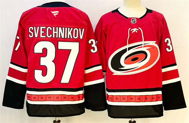 Men's Carolina Hurricanes #37 Andrei Svechnikov Red 2024-25 Home Stitched Hockey Jersey