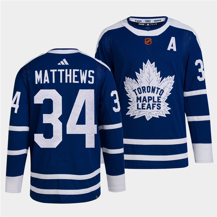 Men's Toronto Maple Leafs #34 Auston Matthews Blue 2022-23 Reverse Retro Stitched Jersey