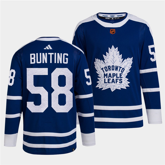 Men's Toronto Maple Leafs #58 Michael Bunting Blue 2022-23 Reverse Retro Stitched Jersey