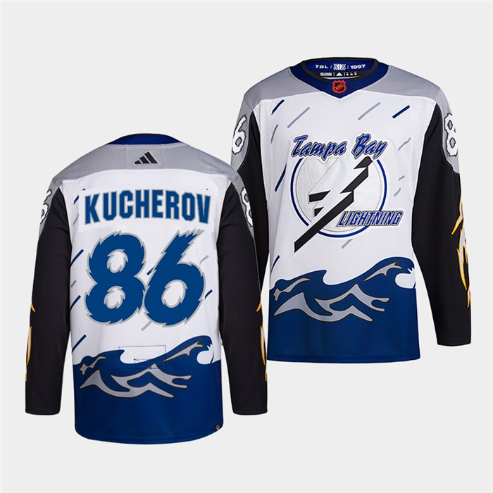 Men's Tampa Bay Lightning #86 Nikita Kucherov White 2022-23 Reverse Retro Stitched Jersey