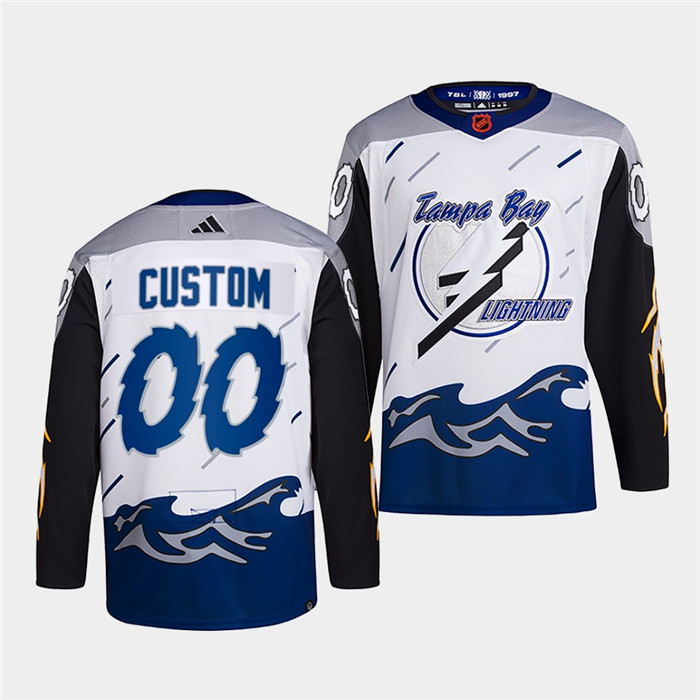 Men's Tampa Bay Lightning Custom White 2022-23 Reverse Retro Stitched Jersey