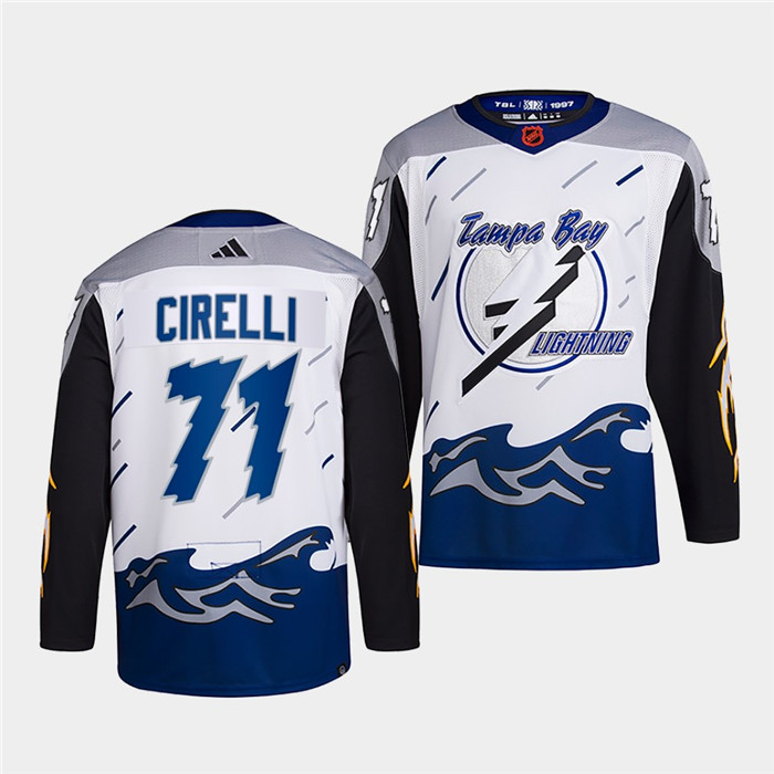 Men's Tampa Bay Lightning #71 Anthony Cirelli White 2022-23 Reverse Retro Stitched Jersey