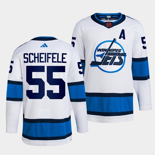 Men's Winnipeg Jets #55 Mark Scheifele White 2022-23 Reverse Retro Stitched Jersey