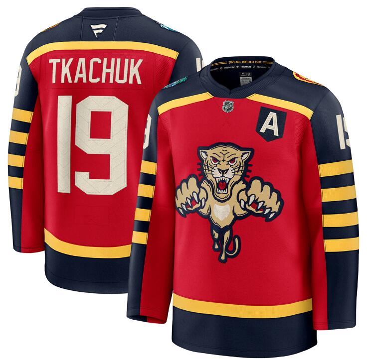 Men's Florida Panthers #19 Matthew Tkachuk Red 2026 Winter Classic Stitched Hockey Jersey