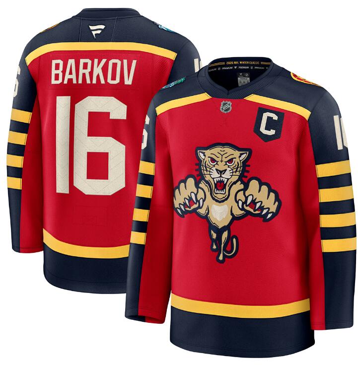 Men's Florida Panthers #16 Aleksander Barkov Red 2026 With C Patch Winter Classic Stitched Hockey Jersey