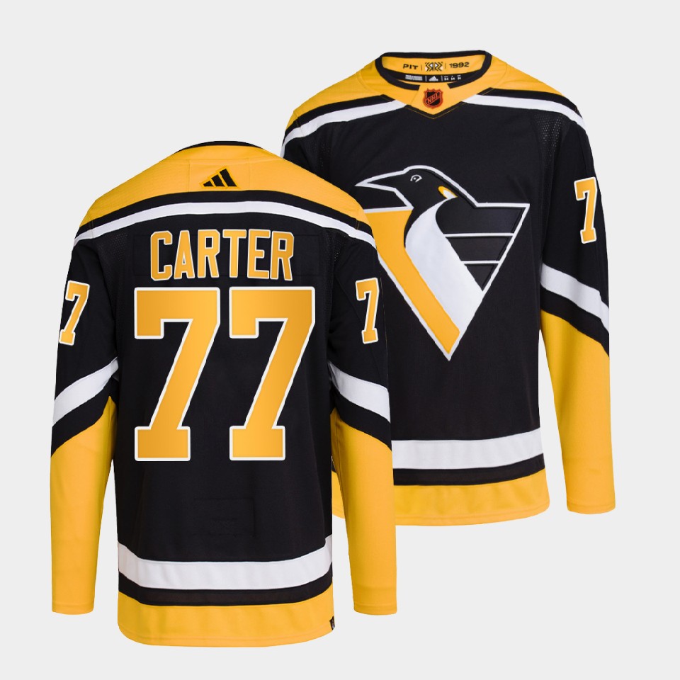 Men's Pittsburgh Penguins #77 Jeff Carter Black 2022-23 Reverse Retro Stitched Jersey