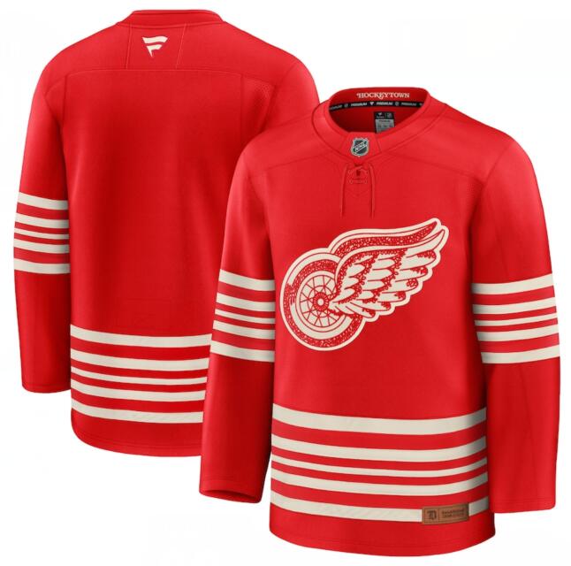 Men's Detroit Red Wings Blank Red 2025 Centennial Premium Stitched Hockey Jersey