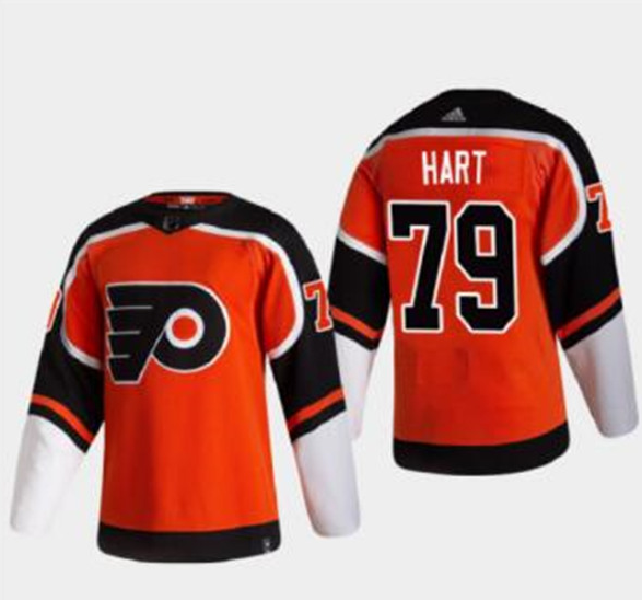 Men's Philadelphia Flyers #79 Carter Hart Orange Reverse Retro Stitched NHL Jersey