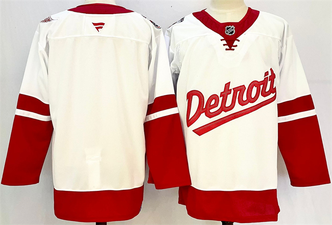 Men's Detroit Red Wings Blank White/Red 2024-25 Stitched Jersey