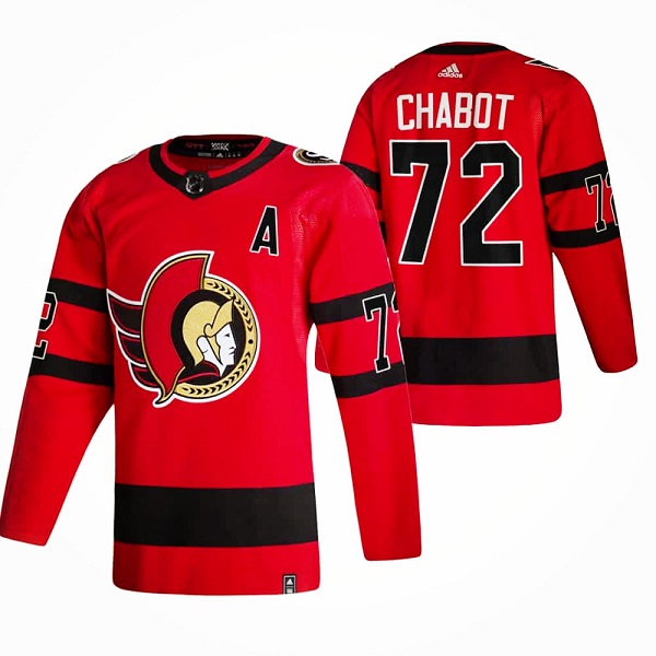 Men's Ottawa Senators #72 Thomas Chabot 2021 Red Reverse Retro Stitched Jersey
