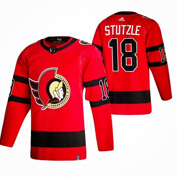 Men's Ottawa Senators #18 Tim Stutzle 2021 Red Reverse Retro Stitched Jersey