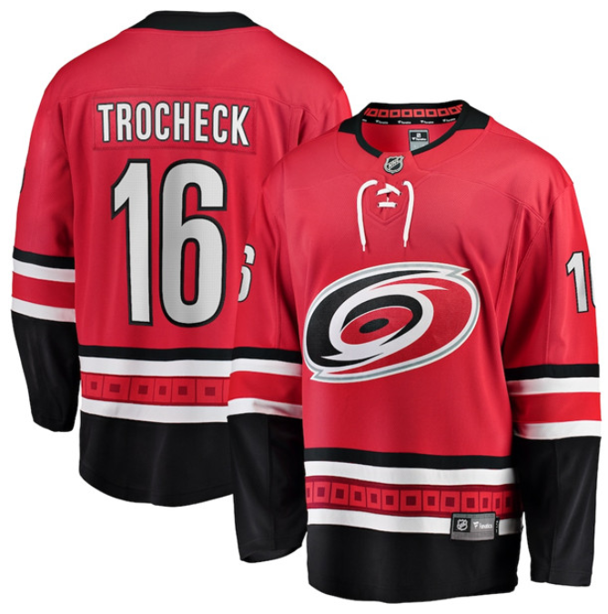 Men's Adidas Carolina Hurricanes #16 Vincent Trocheck Red Stitched NHL Jersey