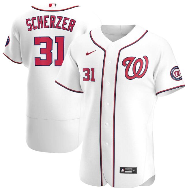 Men's Washington Nationals #31 Max Scherzer White Flex Base Stitched Jersey