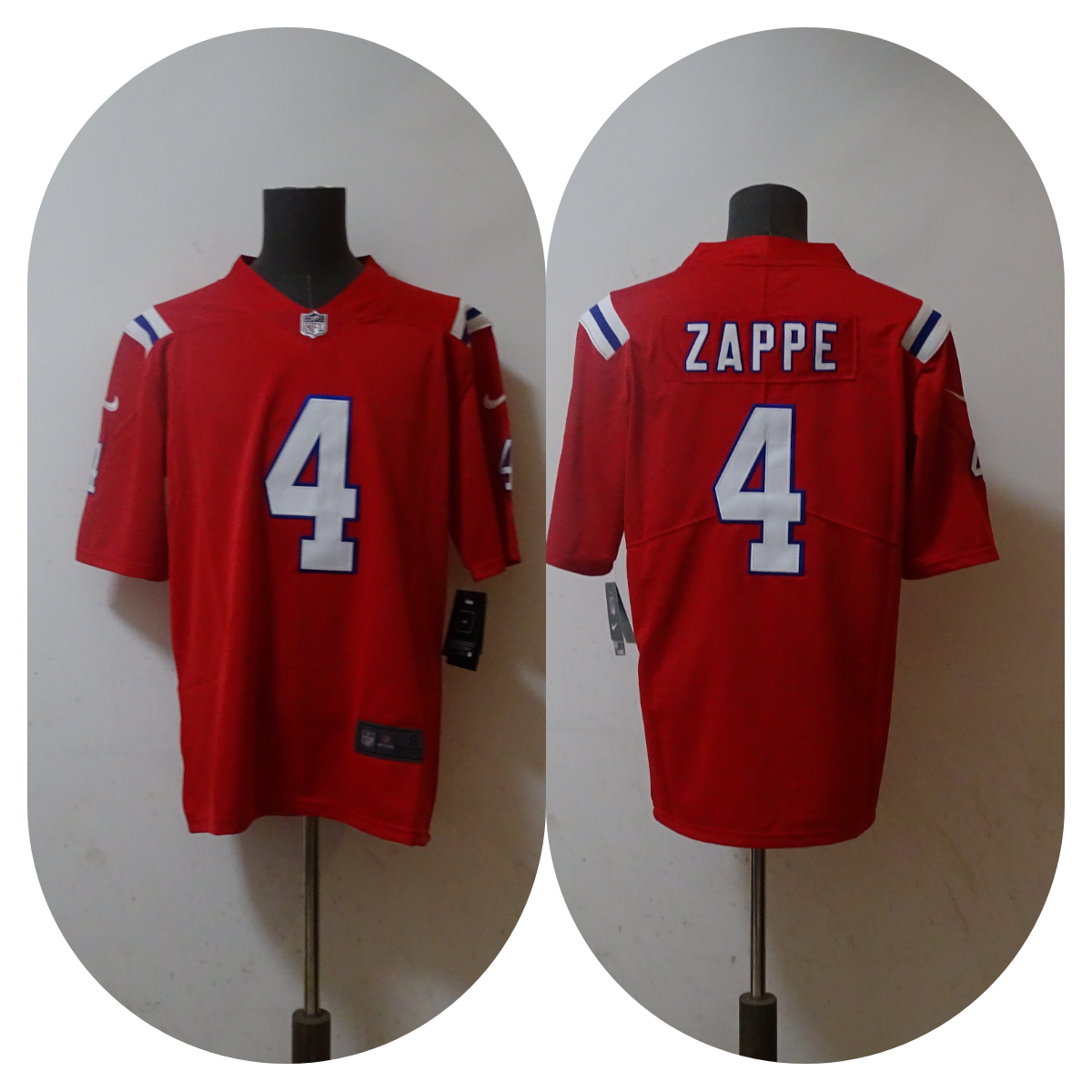 Men's New England Patriots #4 Bailey Zappe Red Vapor Untouchable Limited Stitched Jersey