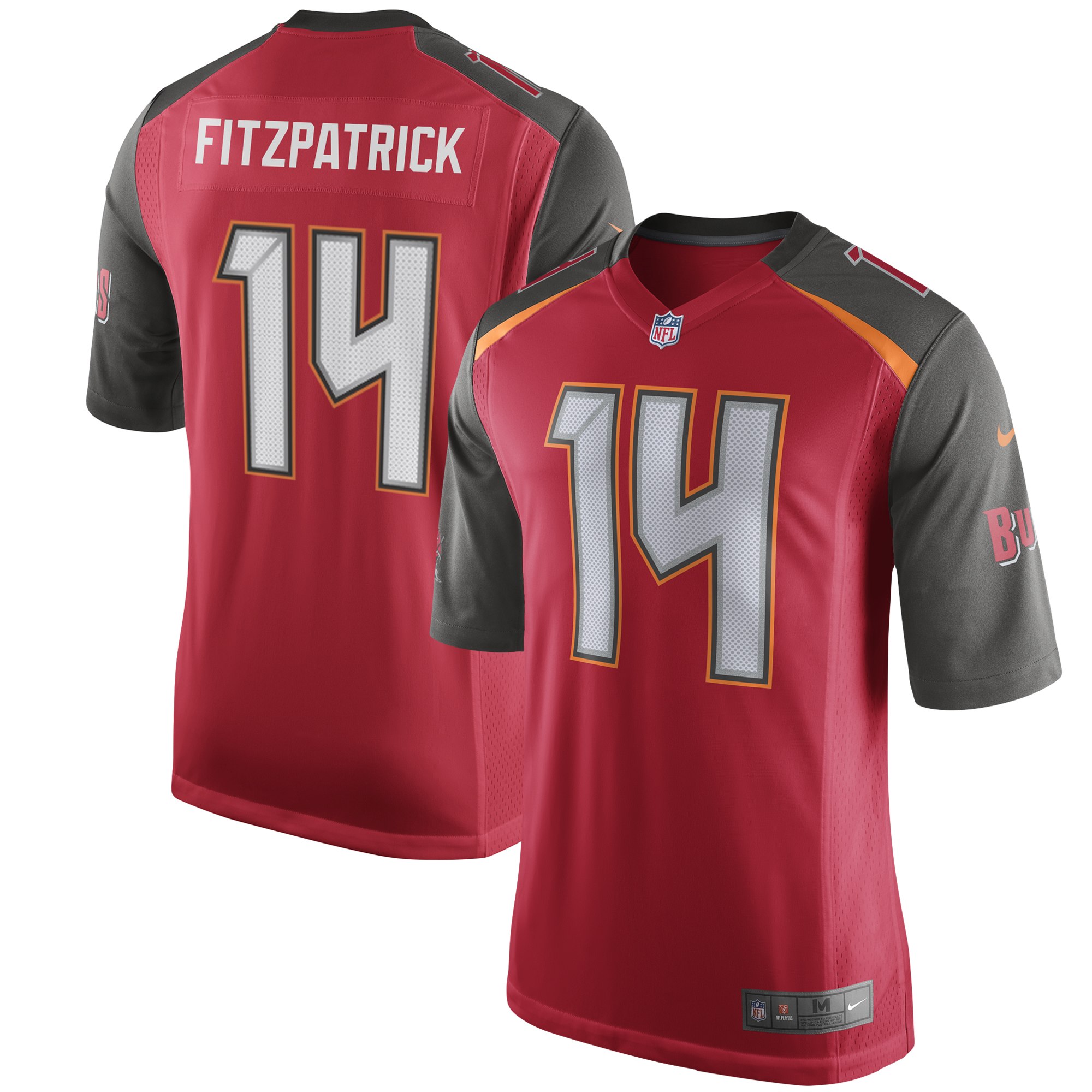 Men's Tampa Bay Buccaneers #14 Ryan Fitzpatrick Red Player Game NFL Stitched Jersey