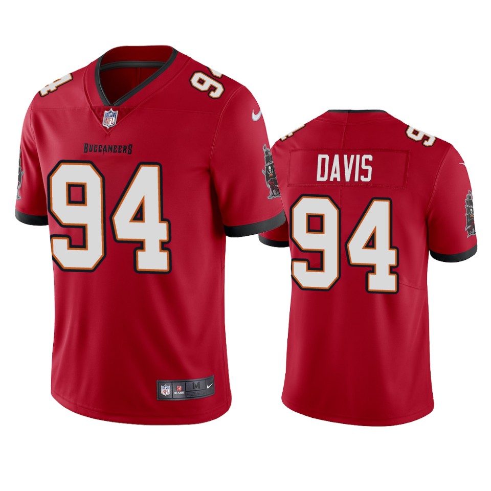 Men's Tampa Bay Buccaneers #94 Khalil Davis New Red Vapor Untouchable Limited Stitched Jersey